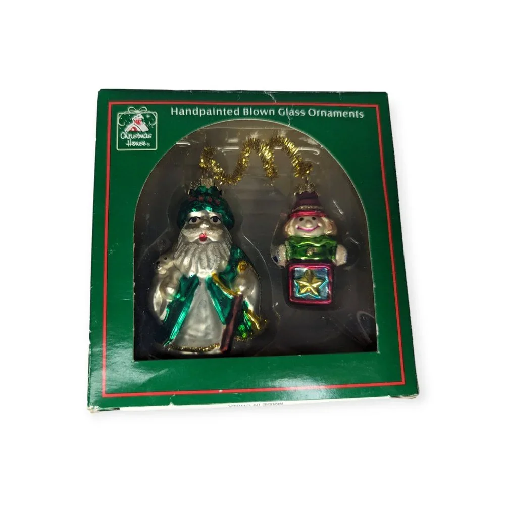 Christmas House Handpainted Blown Glass Ornaments